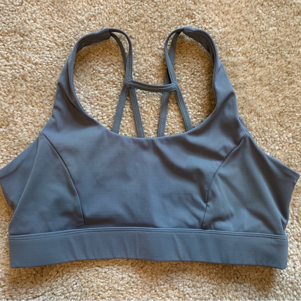 Running girl  Womens sports bra workout grey